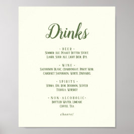 Eenvoudige minimalist|Dark Sage Bruiloft Drinken M Poster