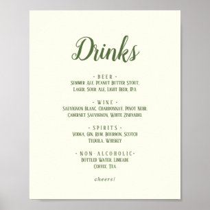 Eenvoudige minimalist Dark Sage Bruiloft Drinken M Poster