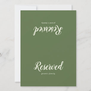 Eenvoudige minimalist Dark Sage bruiloft gereserve