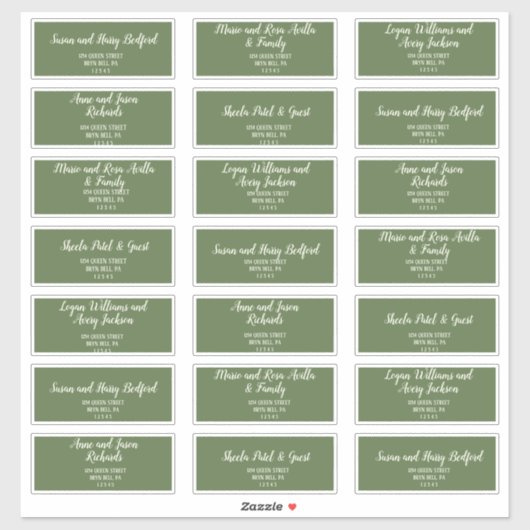 Eenvoudige minimalist|Dark Sage Guest-Adresetikett Sticker (Vel)