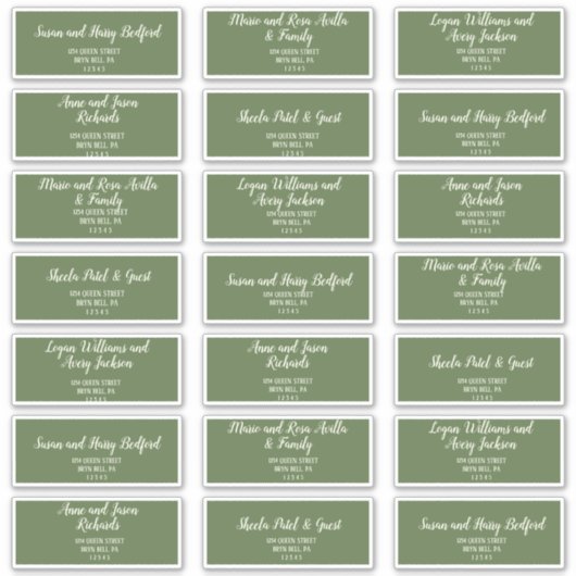 Eenvoudige minimalist|Dark Sage Guest-Adresetikett Sticker (Voorkant)