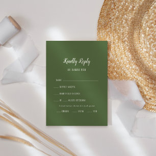 Eenvoudige minimalist Dark Sage Menu Keuze RSVP-ka