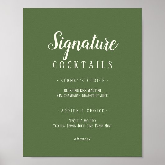 Eenvoudige minimalist|Dark Sage Signature cocktail Poster (Voorkant)