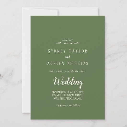 Eenvoudige minimalist|Dark Sage voor- en achterbru Kaart (Voorkant)