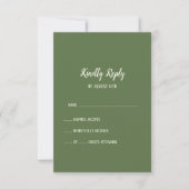 Eenvoudige minimalist|Dark Sage Wedding RSVP-Kaart RSVP Kaartje (Voorkant)