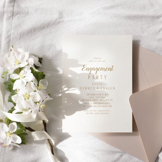 Eenvoudige minimalist|Gold Engagement Party uitnod Kaart