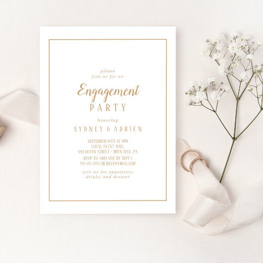 Eenvoudige minimalist|Gold Lijst Engagement Party Kaart