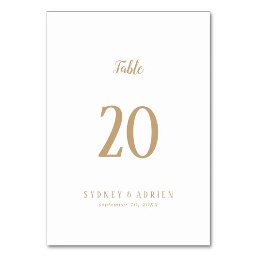 Eenvoudige minimalist|Gold Wedding Table Numbers Kaart (Achterkant)