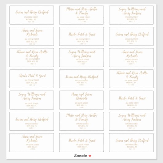 Eenvoudige minimalist|Gouden bruiloft Adresetikett Sticker (Vel)