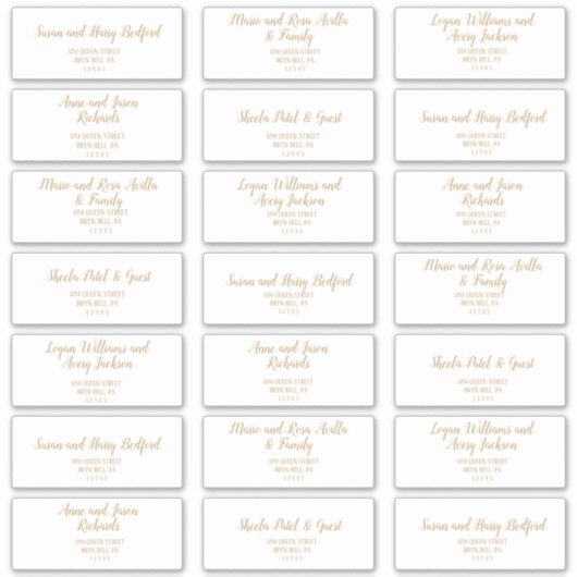 Eenvoudige minimalist|Gouden bruiloft Adresetikett Sticker (Voorkant)