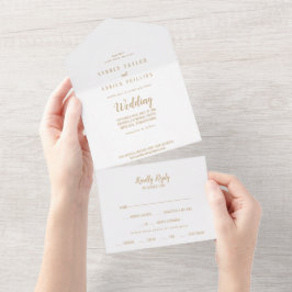 Eenvoudige minimalist|Gouden bruiloft All In One Uitnodiging