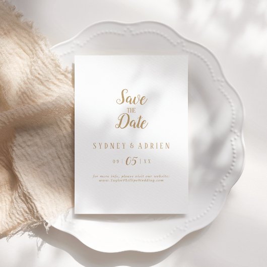 Eenvoudige minimalist|Gouden bruiloft Bewaar de da Save The Date