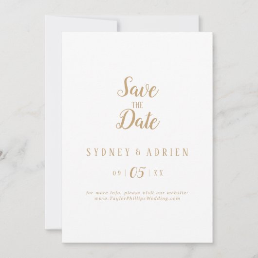 Eenvoudige minimalist|Gouden bruiloft Bewaar de da Save The Date (Voorkant)