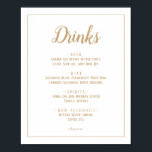 Eenvoudige minimalist|Gouden bruiloft Drinken Menu Poster<br><div class="desc">Dit eenvoudige minimalistische|gouden bruiloft drink menu lijst teken is ideaal voor een elegante bruiloft. Het klassieke ontwerp is voorzien van een basic border lijst en stijlvolle gouden en witte typografie met een moderne minimal look. QSD117</div>