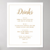 Eenvoudige minimalist|Gouden bruiloft Drinken Menu Poster (Voorkant)