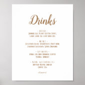 Eenvoudige minimalist|Gouden bruiloft Drinken Menu Poster (Voorkant)