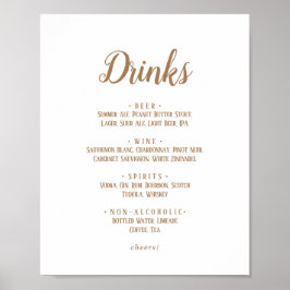 Eenvoudige minimalist|Gouden bruiloft Drinken Menu Poster
