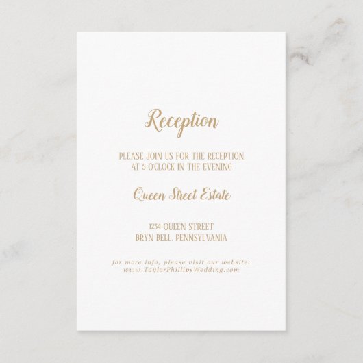 Eenvoudige minimalist|Gouden bruiloft receptie Informatiekaartje (Voorkant)