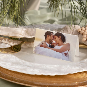 Eenvoudige minimalist Gouden foto bruiloft Bedankkaart