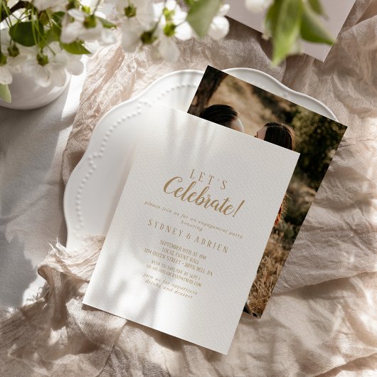 Eenvoudige minimalist|Gouden foto Laten we feest v Kaart