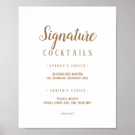 Eenvoudige minimalist|Gouden handtekening Cocktail Poster