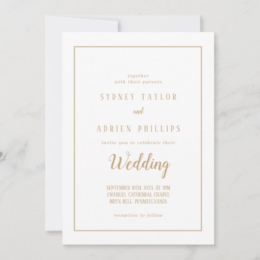 Eenvoudige minimalist|Gouden informele PhotoFrame Kaart (Voorkant)