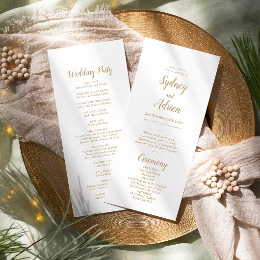 Eenvoudige Minimalist|Gouden Trouwdag Programmakaart