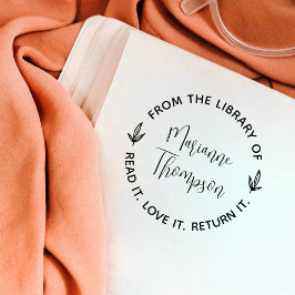 Eenvoudige minimalist laat script ronde bibliothee rubberstempel