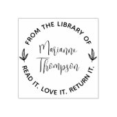 Eenvoudige minimalist laat script ronde bibliothee rubberstempel (Afrduk)