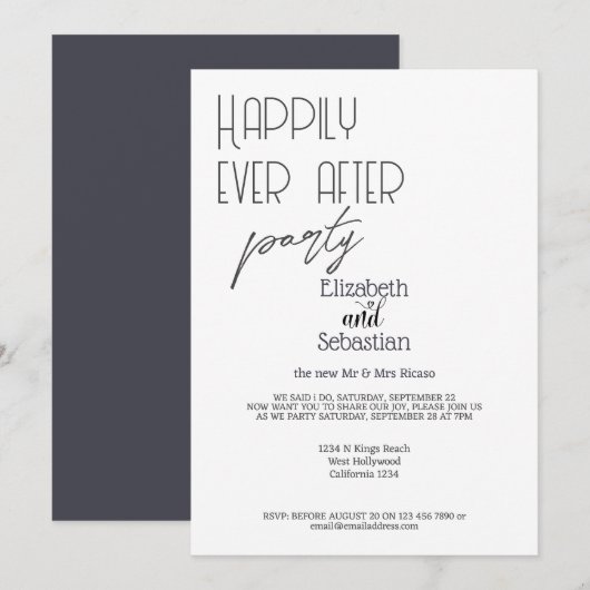 Eenvoudige minimalist na huwelijksfeest kaart (Voorkant / Achterkant)