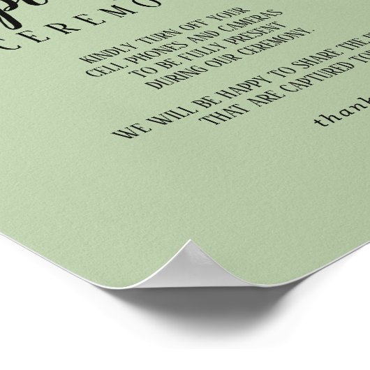 Eenvoudige minimalist|Sage Unplugged Ceremony Poster (Hoek)