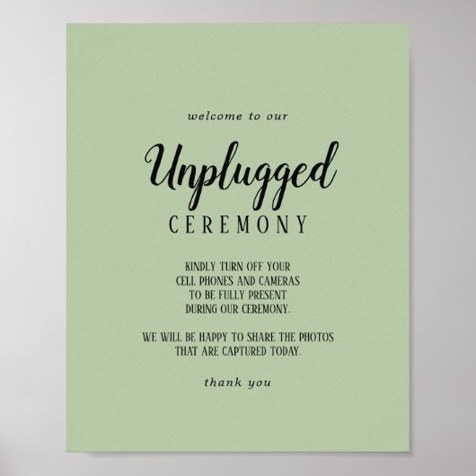 Eenvoudige minimalist|Sage Unplugged Ceremony Poster (Voorkant)