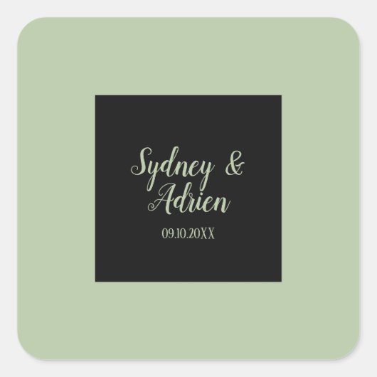 Eenvoudige minimalist|Sage Wedding Envelope Seals Vierkante Sticker (Voorkant)