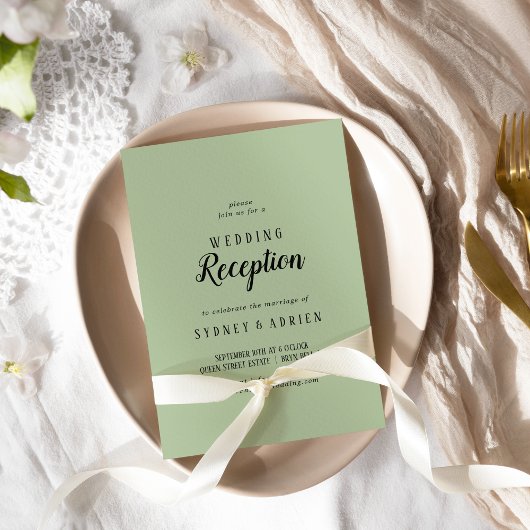 Eenvoudige minimalist|Sage Wedding Receptie Alleen Kaart