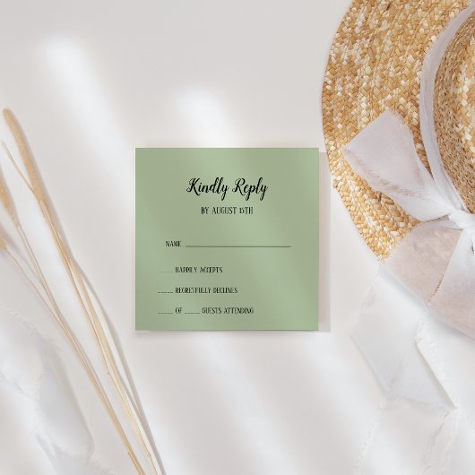 Eenvoudige minimalist|Sage Wedding RSVP-Kaart RSVP Kaartje