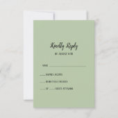 Eenvoudige minimalist|Sage Wedding RSVP-Kaart RSVP Kaartje (Voorkant)