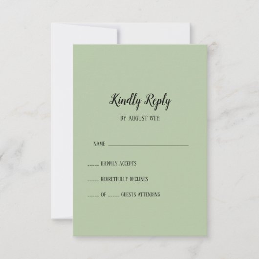 Eenvoudige minimalist|Sage Wedding RSVP-Kaart RSVP Kaartje (Voorkant)