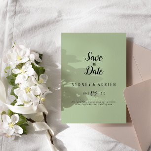 Eenvoudige minimalist Sage Wedding Save The Date