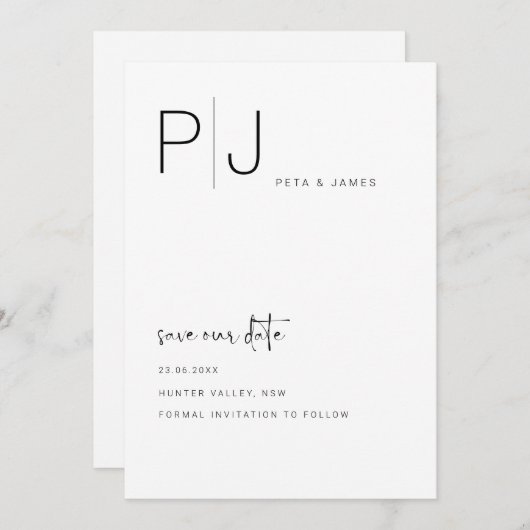 Eenvoudige minimalist Sla de uitnodiging voor datu (Voorkant / Achterkant)