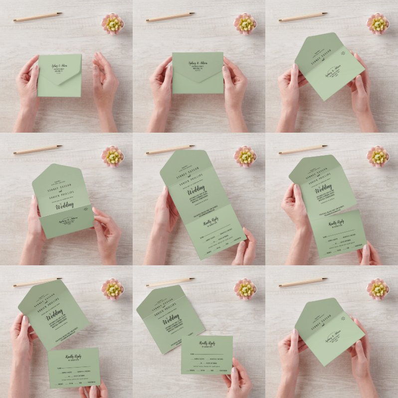 Eenvoudige minimalist|Wijze bruiloft All In One Uitnodiging