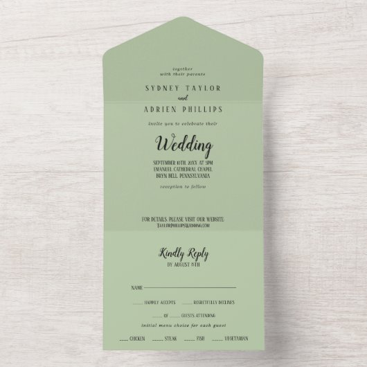 Eenvoudige minimalist|Wijze bruiloft All In One Uitnodiging (Binnen)