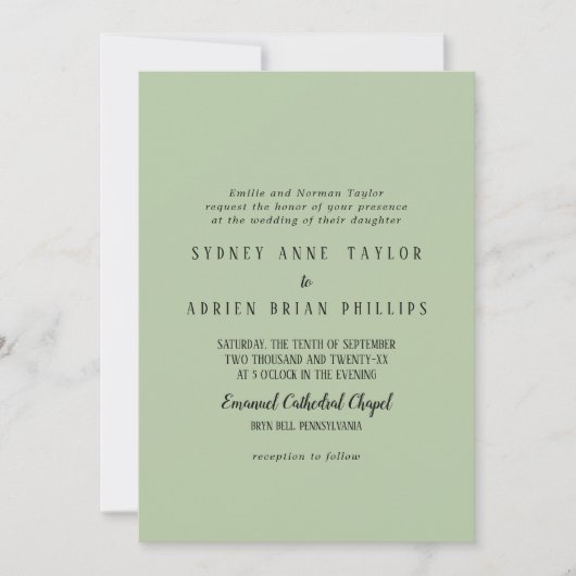 Eenvoudige minimalist|Wijze traditionele bruiloft Kaart (Voorkant)