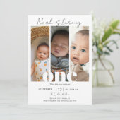 Eenvoudige minimalistische 1e verjaardag fotocolla kaart (Staand voorkant)