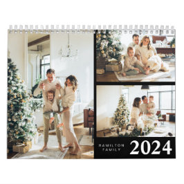 Eenvoudige minimalistische 2024-familiefoto gepers kalender