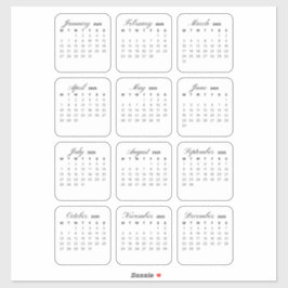 Eenvoudige minimalistische 2025 Kalender Maandelij Sticker
