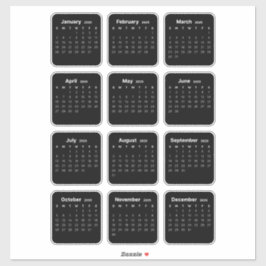Eenvoudige minimalistische 2025 Kalender Maandelij Sticker