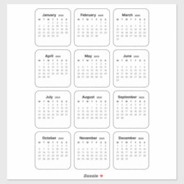 Eenvoudige minimalistische 2025 Kalender Maandelij Sticker