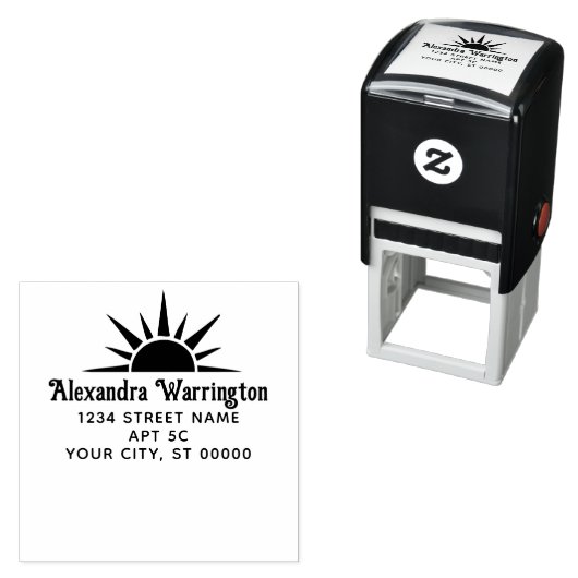 Eenvoudige minimalistische #35 Sunrise Naam Retour Zelfinktende Stempel (In situ)