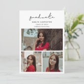 Eenvoudige minimalistische 3 foto's collage Afstud Aankondiging (Staand voorkant)