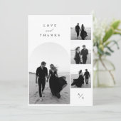 Eenvoudige minimalistische 4 foto bruiloft bedankkaart (Staand voorkant)